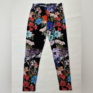 NWT LBisse floral stretchy leggings size L